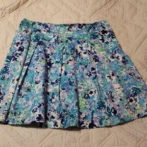 Pleated skirt blues and greens